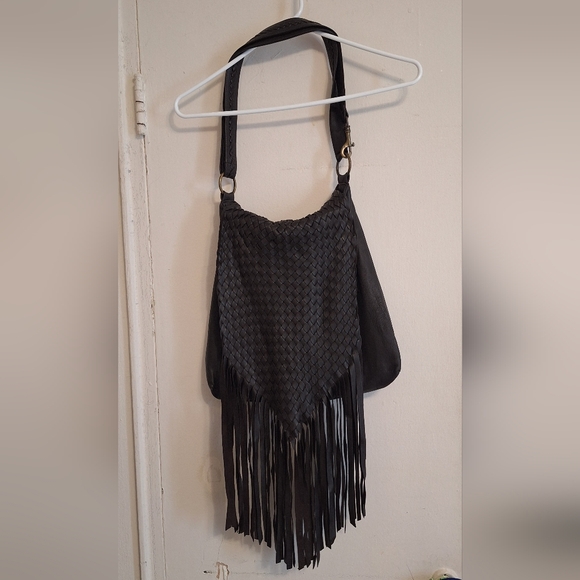 Fringe handbag slate Dark Brown Suede leather Shoulder Hobo Bag - Picture 1 of 8